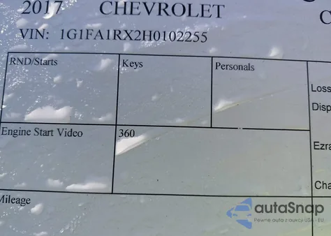 2017 Chevrolet Camaro 1Lt z USA, uszkodzony, nr VIN 1G1FA1RX2H0102255